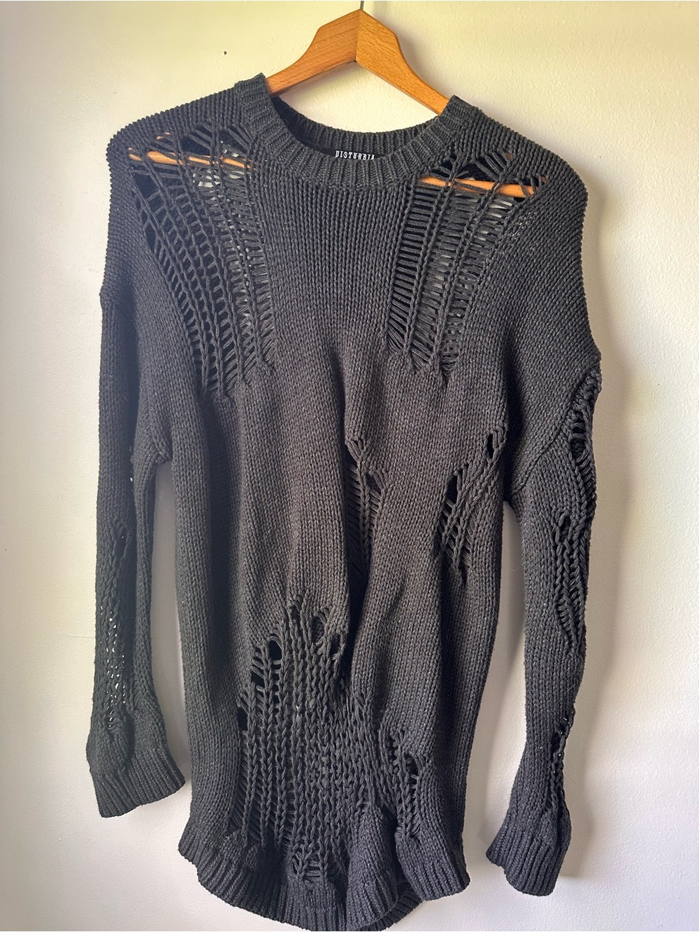 Disturbia Charcoal Ribbed Knit Sweater